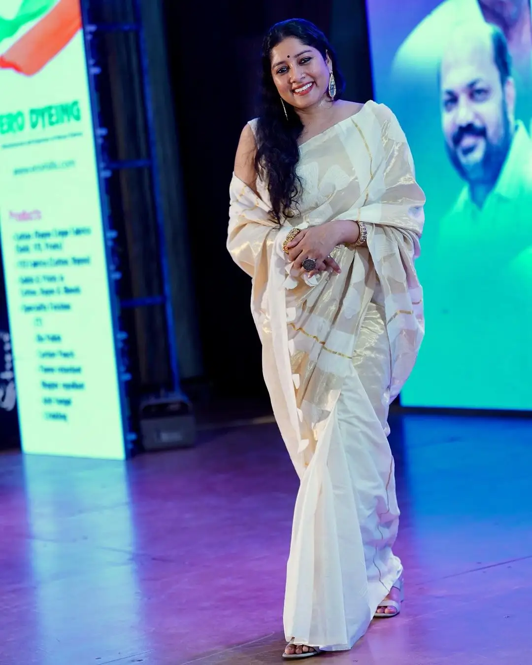 Malayalam Actress Anumol Images in White Saree